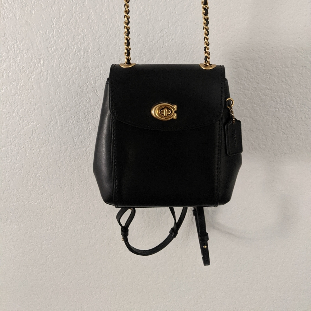 Coach Parker 16 Mini Leather Convertible Backpack Black
